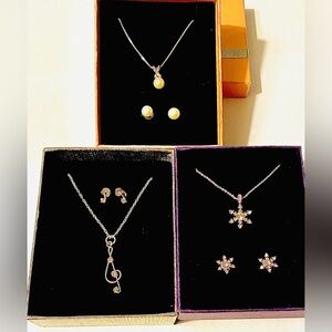 Pearl Necklace & Earrings and Silver Jewelry Bundle
